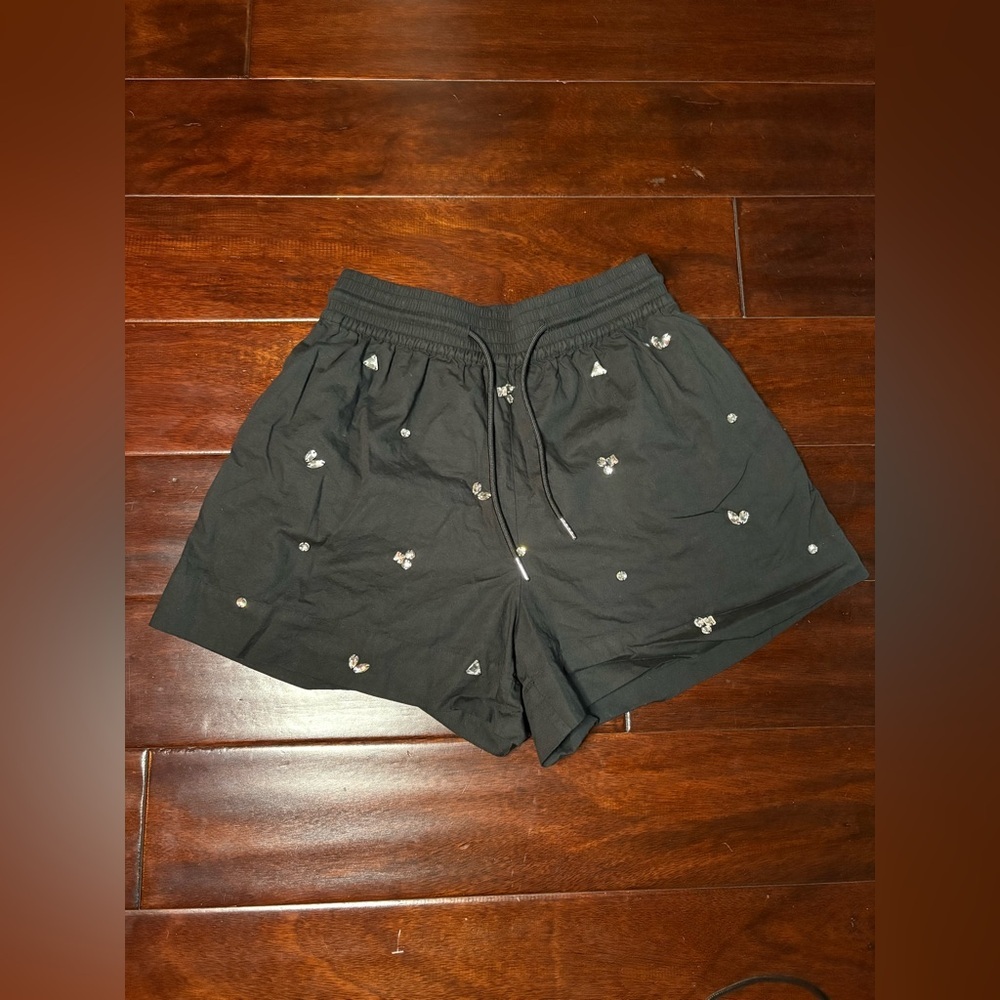 Sandro- Andalousie Rhinestone Embellished Drawstring Shorts. Size 36 or US 2/4 - Picture 4 of 12